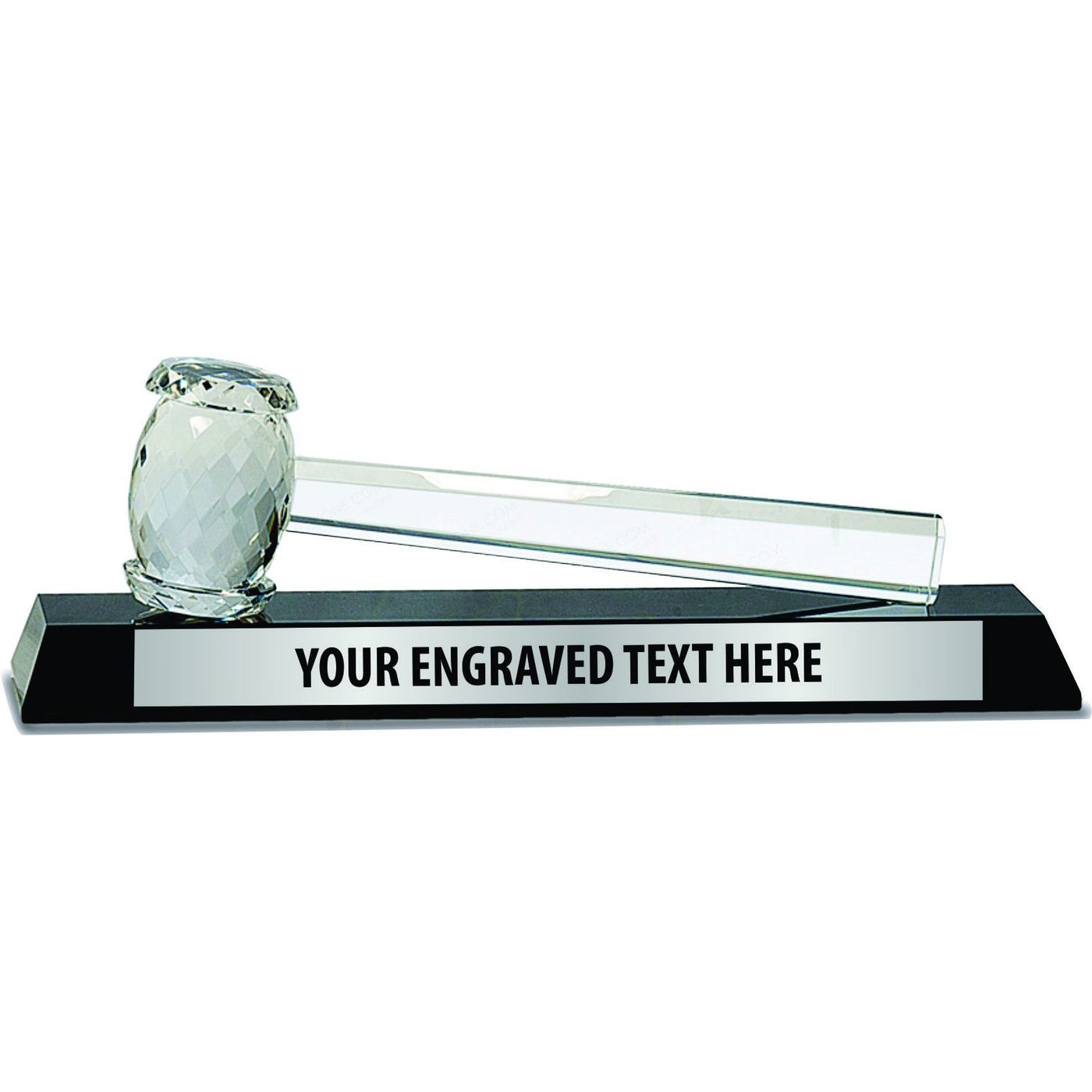 Gavel Base Crystal Gavel Mounted to Marble Black Base — Action Awards