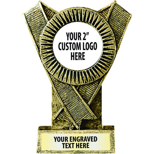 6" Gold Ribbon Resin w/ 2" Logo