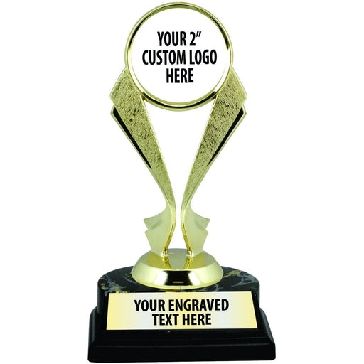 7" Accent Ribbon Trophy w/ 2" Custom Logo