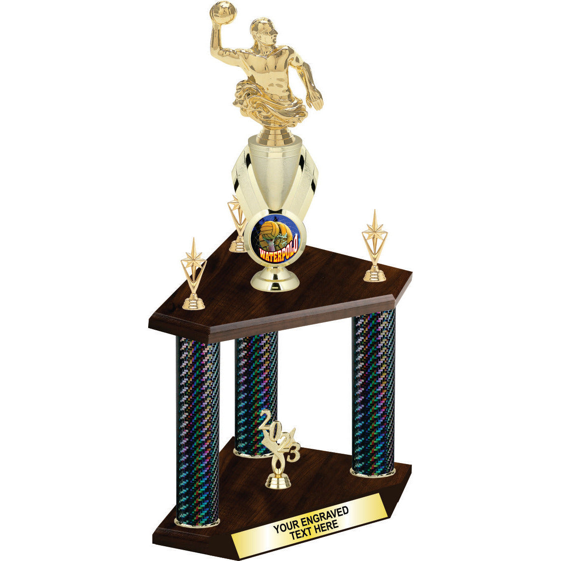 3 Poster Victory Riser Water Polo Trophies — Action Awards