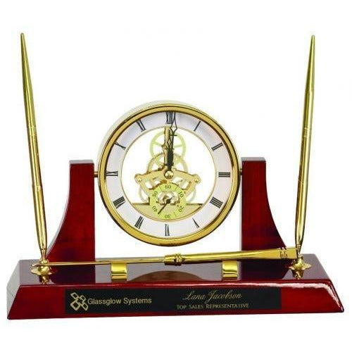 Executive Rosewood Piano Finish Clock/Desk Set Clock Awards - Action Awards