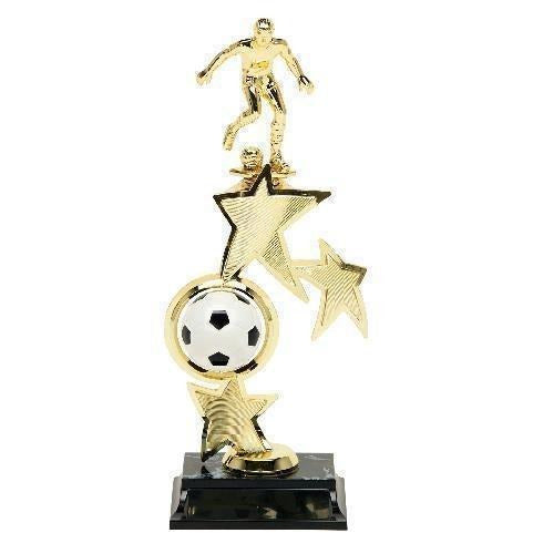 Soccer Spin Star Male with Riser Soccer Trophies - Action Awards